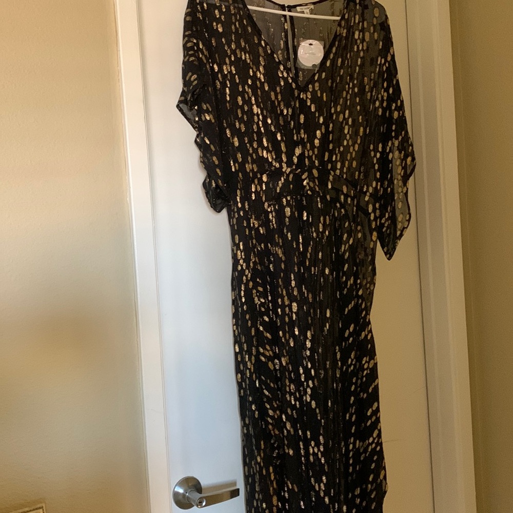 Sheer Black dress with gold print